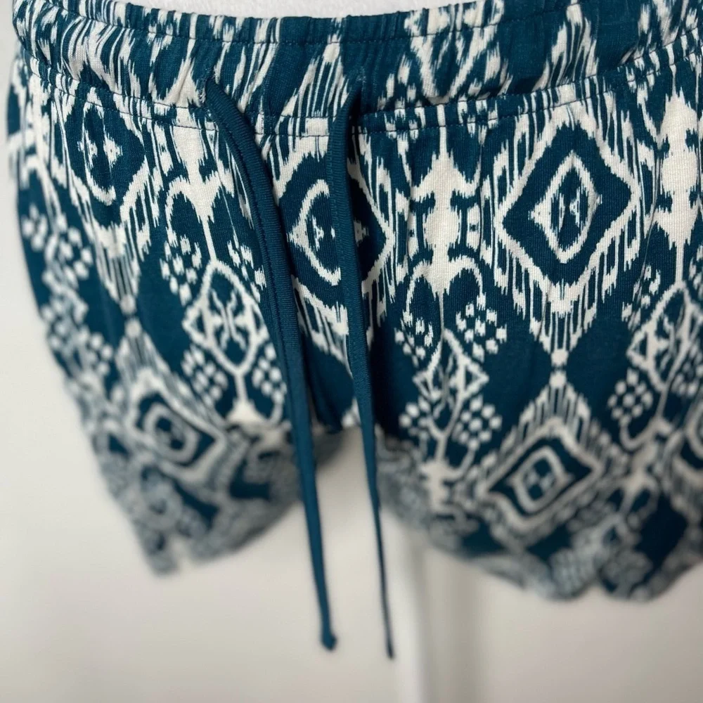 NWT 2 Piece Cozy Pajama Set Serra Teal Tank Top Ikat Print shorts Gift Ready Sm